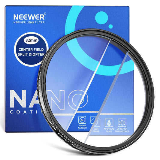 NEEWER 82mm Center Field Split Diopter Effect Filter, Camera Linear Prism K9 Optical Glass Filter with Aluminium Frame, Blurred Refraction Foreground