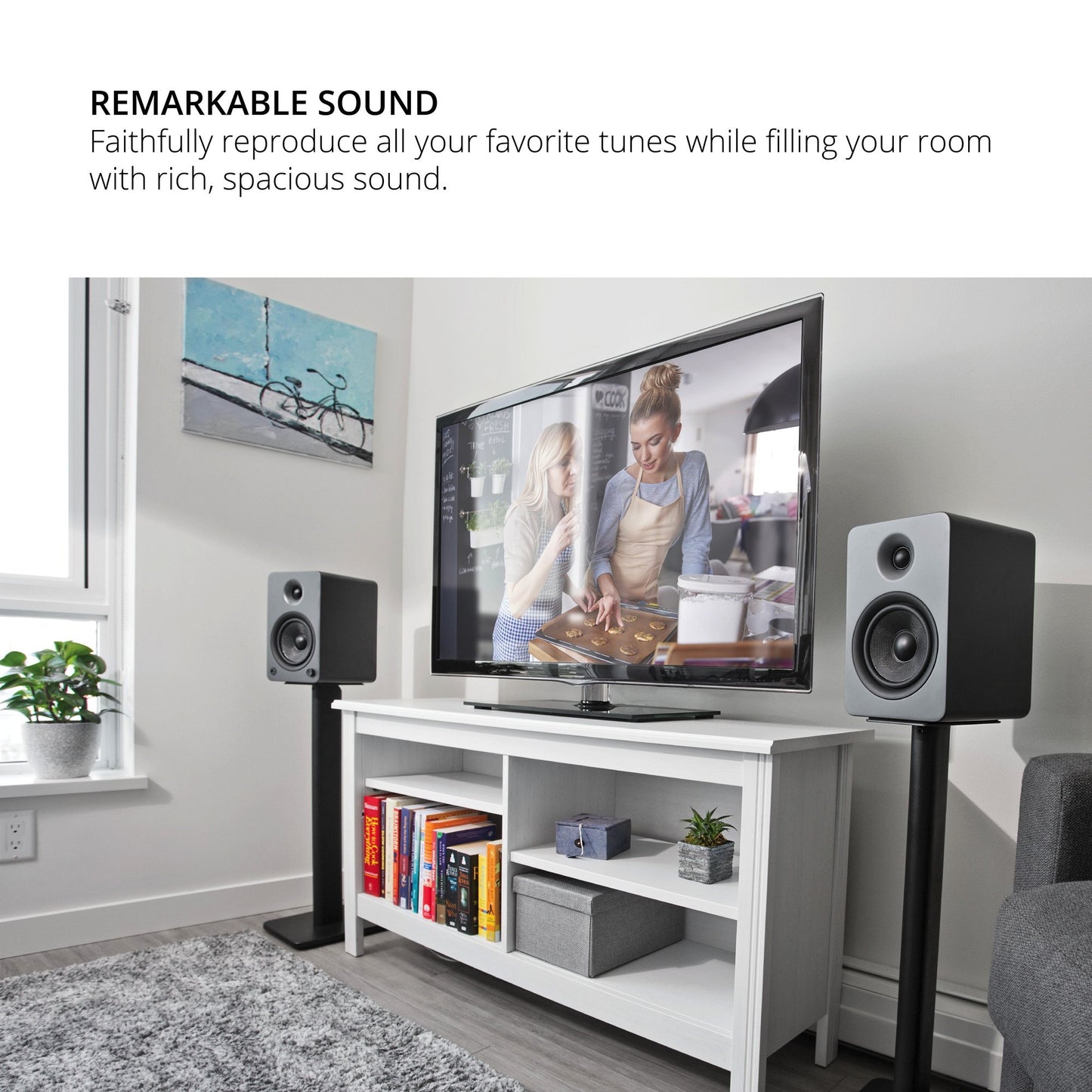 Kanto YU6MG Powered Bookshelf Speakers with Bluetooth and Phono Preamp | Pair | Matte Grey