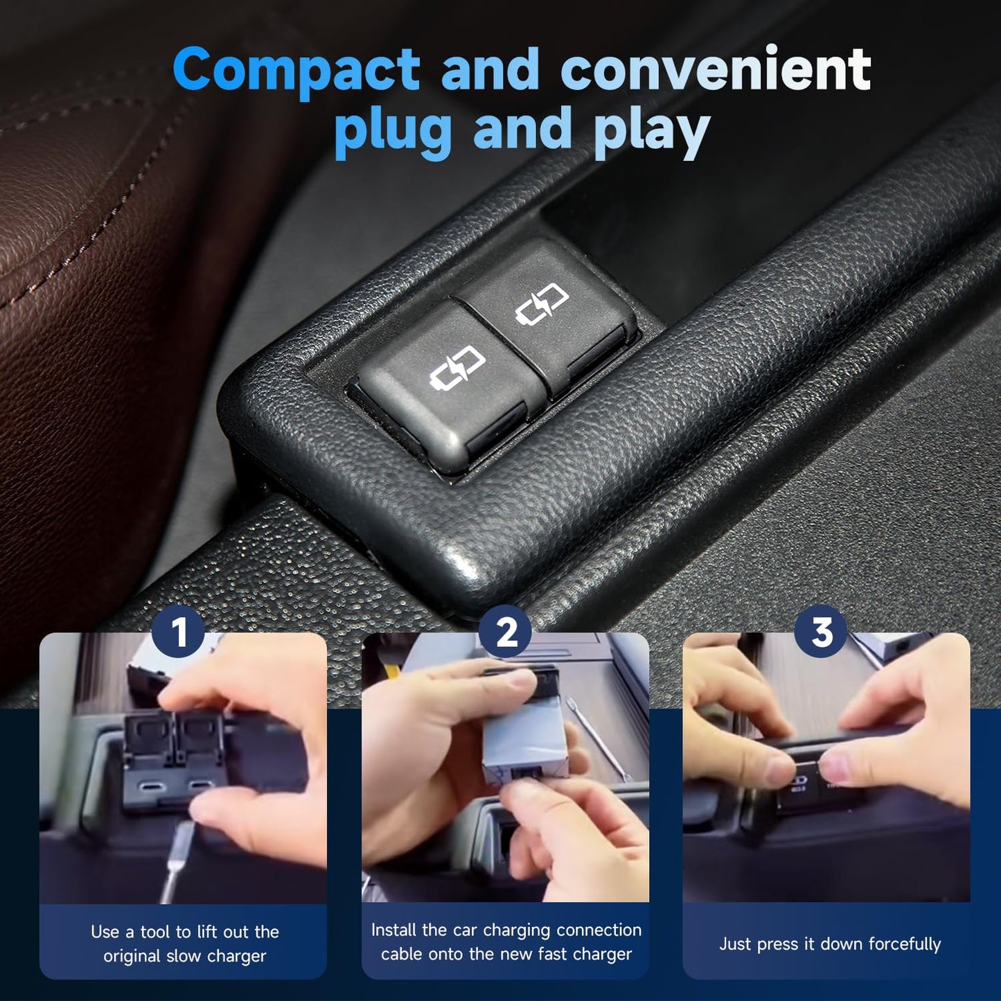 90W Car Charger USB c Dual Port Adapter Center Console Socket for Toyota Camry Fast Charging(Lid USB (45W)+USB (45W))