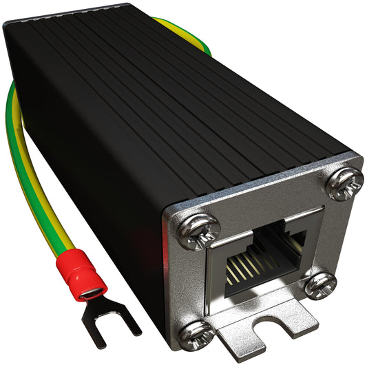Ethernet Surge Protector / 2.5 Gigabit PoE++ 150W / Gas Discharge Tube + Silicon Avalanche Diode/Mounting Ears/Shielded RJ45 Lightning Suppressor/LAN