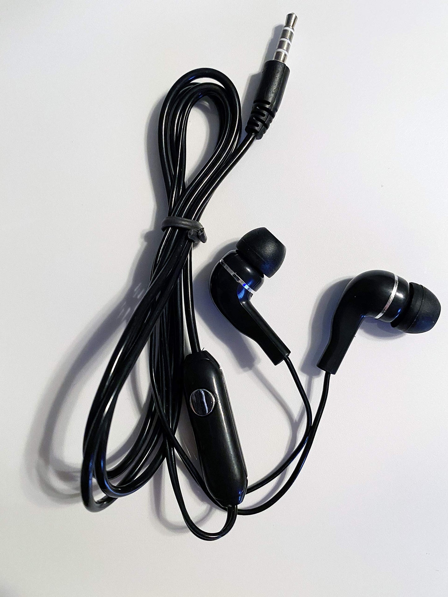 LowCostEarbuds Wholesale Pack of 25 Black/Silver Headset Earbuds Headphones with Microphone - Individually Wrapped