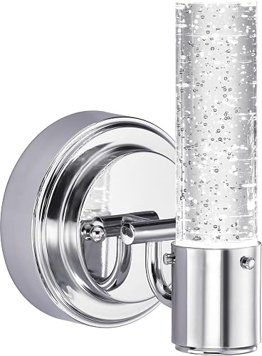 Westinghouse 6307600 Cava One-Light LED Indoor Wall Fixture, Chrome Finish with Bubble Glass, 1 Pack, Silver