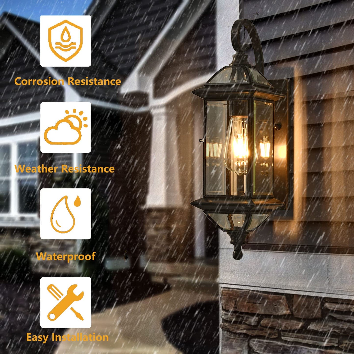 Milaii 18.5" H Copper Outdoor Wall Lights Exterior Waterproof Wall Sconce Light Fixture E26 Socket Oil Rubbed Bronze Porch Light with Clear Glass