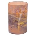 Mark Feldstein & Associates Thomas Kinkade Spirit of Christmas Flameless LED Glass Pillar Candle, 4 x 6 Inch