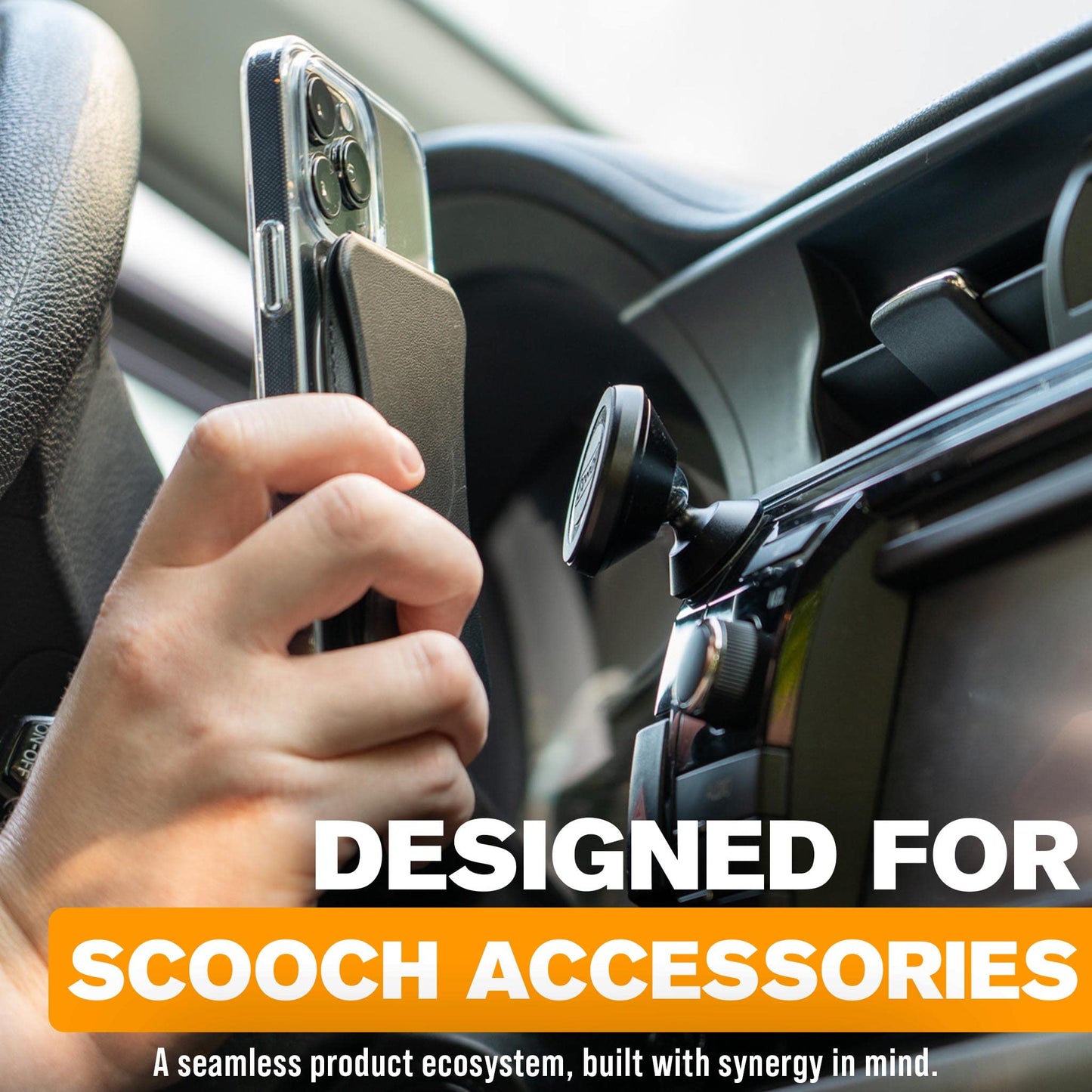 Scooch Magnetic Phone Mount for Car Compatible with Any Smartphone [Wingmount] Strong Magnets, Adjustable Magnetic Phone Holder for Car Dashboard