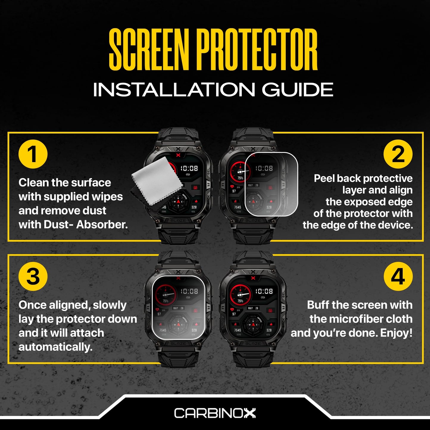 CARBINOX Tempered Glass Screen Protector Compatible for X-Ranger Smart Watch - High Transparency, Anti Scratch, High Sensitivity, Bubble Free (2 Pack)