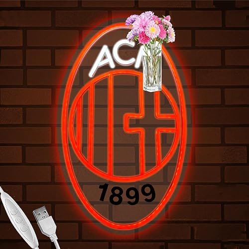 Soccer Team Neon Sign, Cool Dimmable Light Up Football Team Hanging USB Powered for Wall Decor, Man Cave, Bedroom, Bar, Game Room, Garage Deco