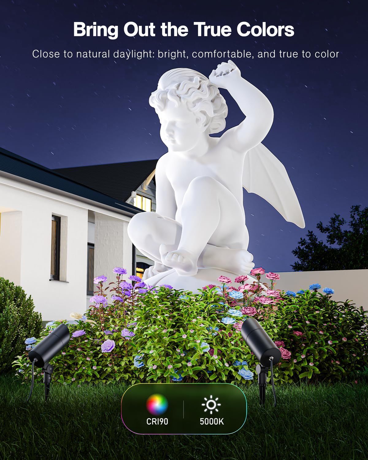 HIBOITEC 2 Pack 30W Outdoor LED Spotlight 120V 3000LM 5000K Spot Lights Waterproof Landscape Lighting for Flag Pole Tree Statue, 5.9 FT Cord with Plug
