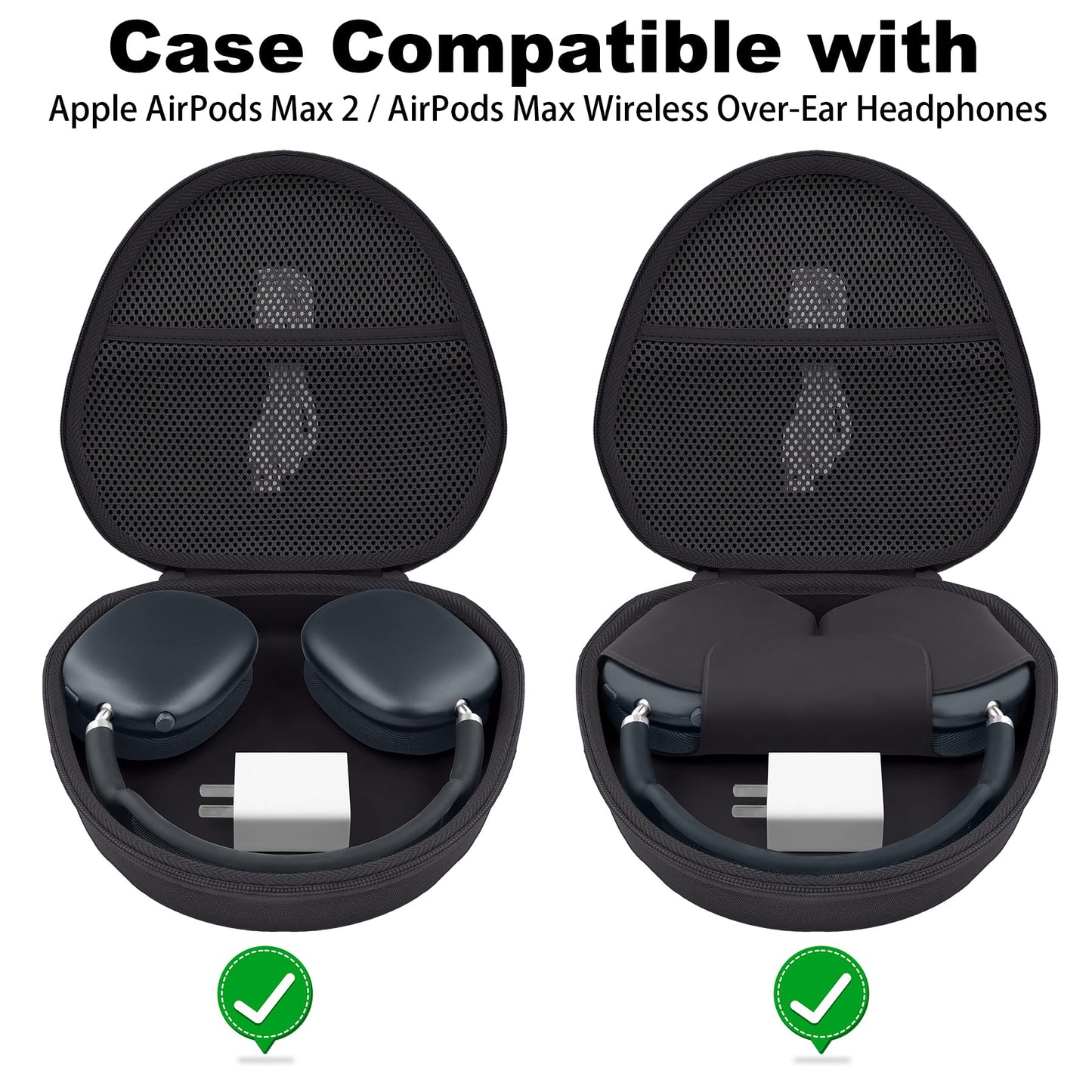 Hard Case for Apple AirPods Max 2 / AirPods Max Wireless Over-Ear Headphones, Portable Travel Storage Organizer with Shockproof Protection, Black