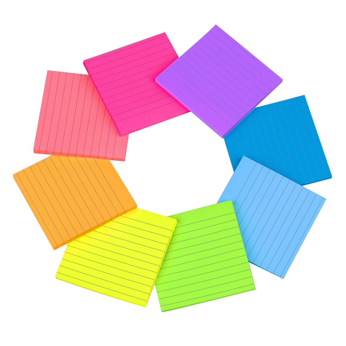 (8 Pack) Lined Sticky Notes 4x4 Bright Stickies