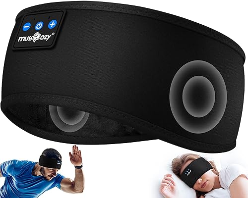 MUSICOZY Sleep Headphones Bluetooth 5.4 Headband, Sports Wireless Earphones Sweat Resistant Earbuds Sleeping Headphone with Ultra-Thin HD Stereo…
