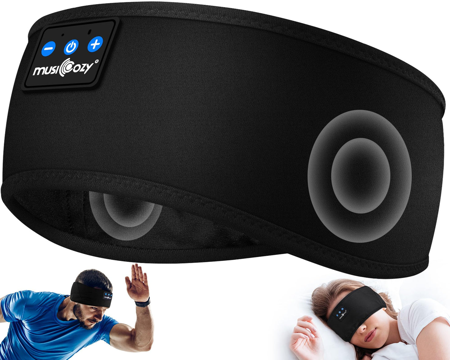 MUSICOZY Sleep Headphones Bluetooth 5.4 Headband, Sports Wireless Earphones Sweat Resistant Earbuds Sleeping Headphone with Ultra-Thin HD Stereo…