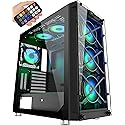 MUSETEX USB 3.0 Ports & 6 PCS 120mm LED ARGB Fans Pre-Installed ATX Mid Tower Computer Gaming Case with Remote Control Tempered Glass (BX6-MN6)