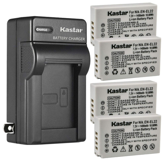 Kastar 4-Pack Battery and AC Wall Charger Replacement for Nikon EN-EL22 Battery MH-29 Charger, Nikon 1 J4 Digital Camera, Nikon 1J4 Digital Camera