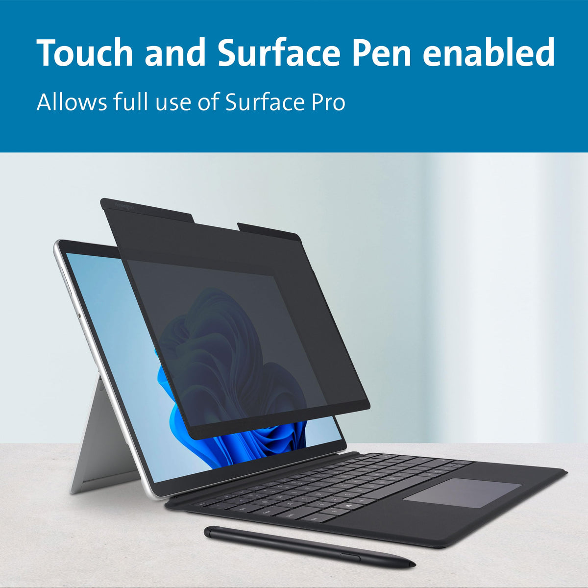 Kensington surface pro 11, 10, X, 9 & 8 magnetic privacy screen, removable privacy filter for 13 inch surface pro, touch screen and surface pen