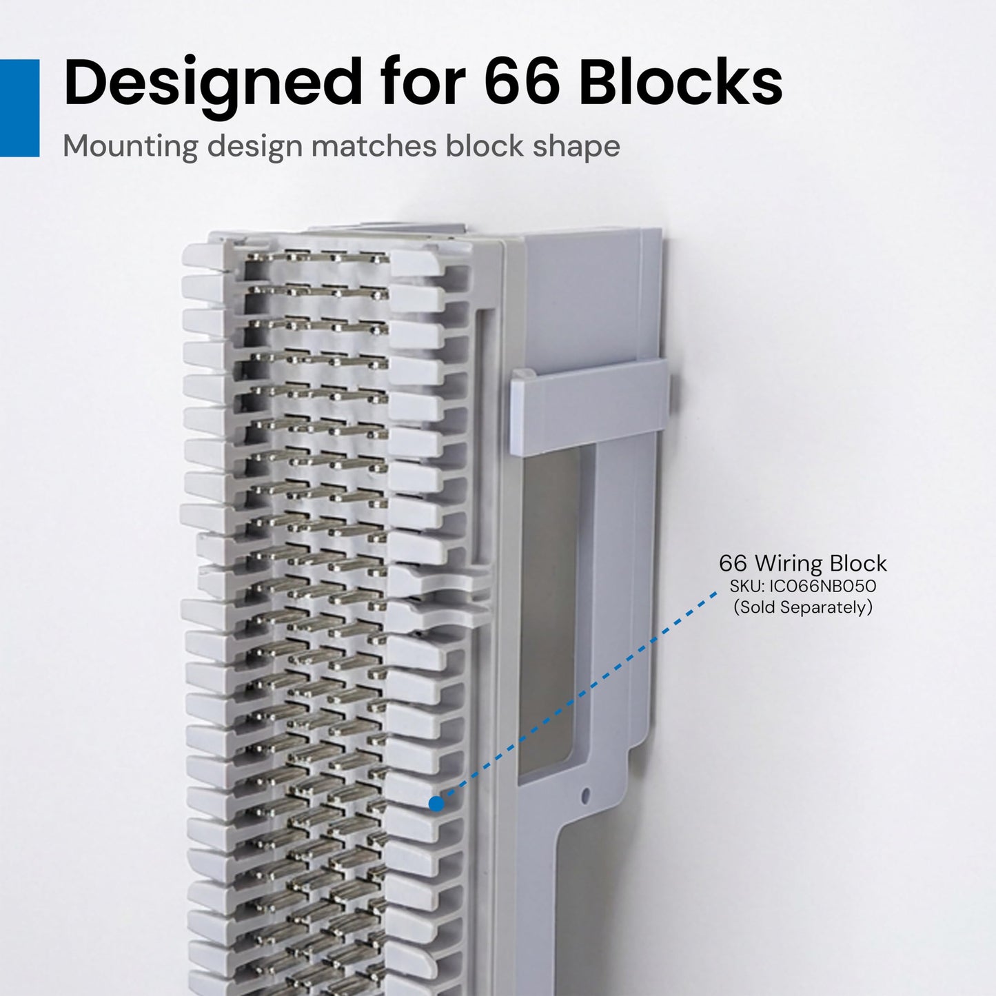 ICC 89B Wall Mount Bracket for 66 Wiring Block, UL 94V-2 Rated, Cable Management, TAA Compliant, 10? H x 3.30? W x 1.90? D, White, 25 Pack