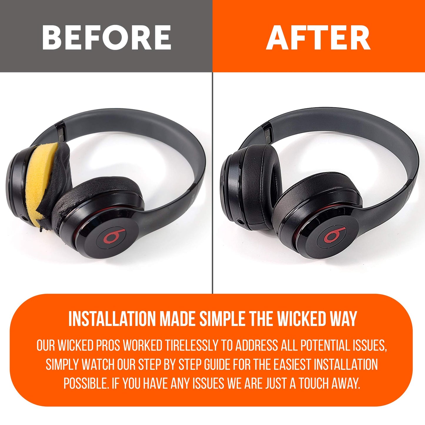 Wicked Cushions Replacement Ear Pads for Beats Solo 3 Wireless On Ear Headphones - Also fits Beats Solo 2 Wireless, Enhanced Noise Cancellation