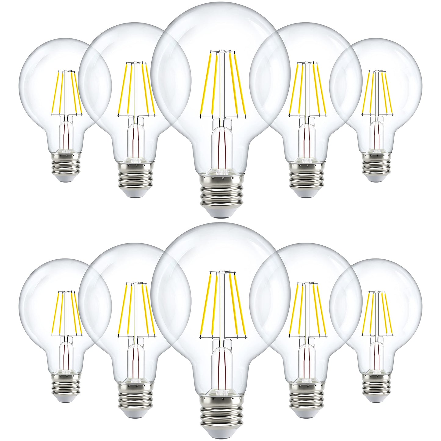 Sunco 10 Pack G25 LED Light Bulb, Globe, E26, 5W=60W, 3000K Warm White