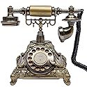 Retro Rotary Dial Phone, Landline Telephone, Old Fashion Antique Phone, Old School Telephones for Home Office Cafe Bar Star Hotel Decor (Golden)