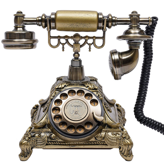 Vintage Handset Old Telephone, European Style Rotary Dial Phone,Home Decor Desk Landline Corded, for Homes, Offices, Cafes, and Star Rated