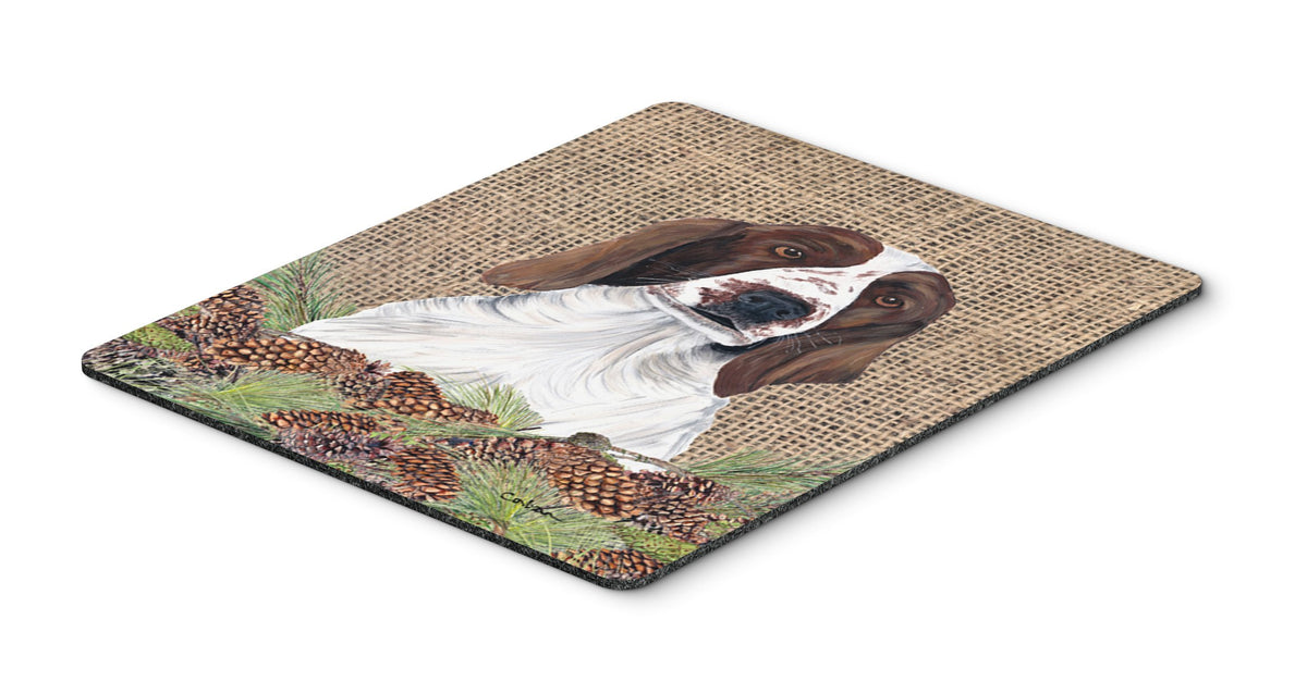 Caroline's Treasures SC9043MP Welsh Springer Spaniel Faux Burlap and Pine Cones Mouse Pad, Hot Pad or Trivet for Home Office Gaming Working Computers