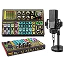 K300 Podcast Equipment Bundle, With Podcast Condenser Microphone, Voice Changer Sound Card with Multiple Sound Effects and LED Light, Prefect for