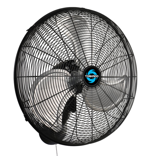 Tornado 20" Pro Series High Velocity Oscillating Wall Mount Fan - Heavy-Duty Metal Fan for Industrial, Commercial & Residential Use - 3 Speeds, 5250