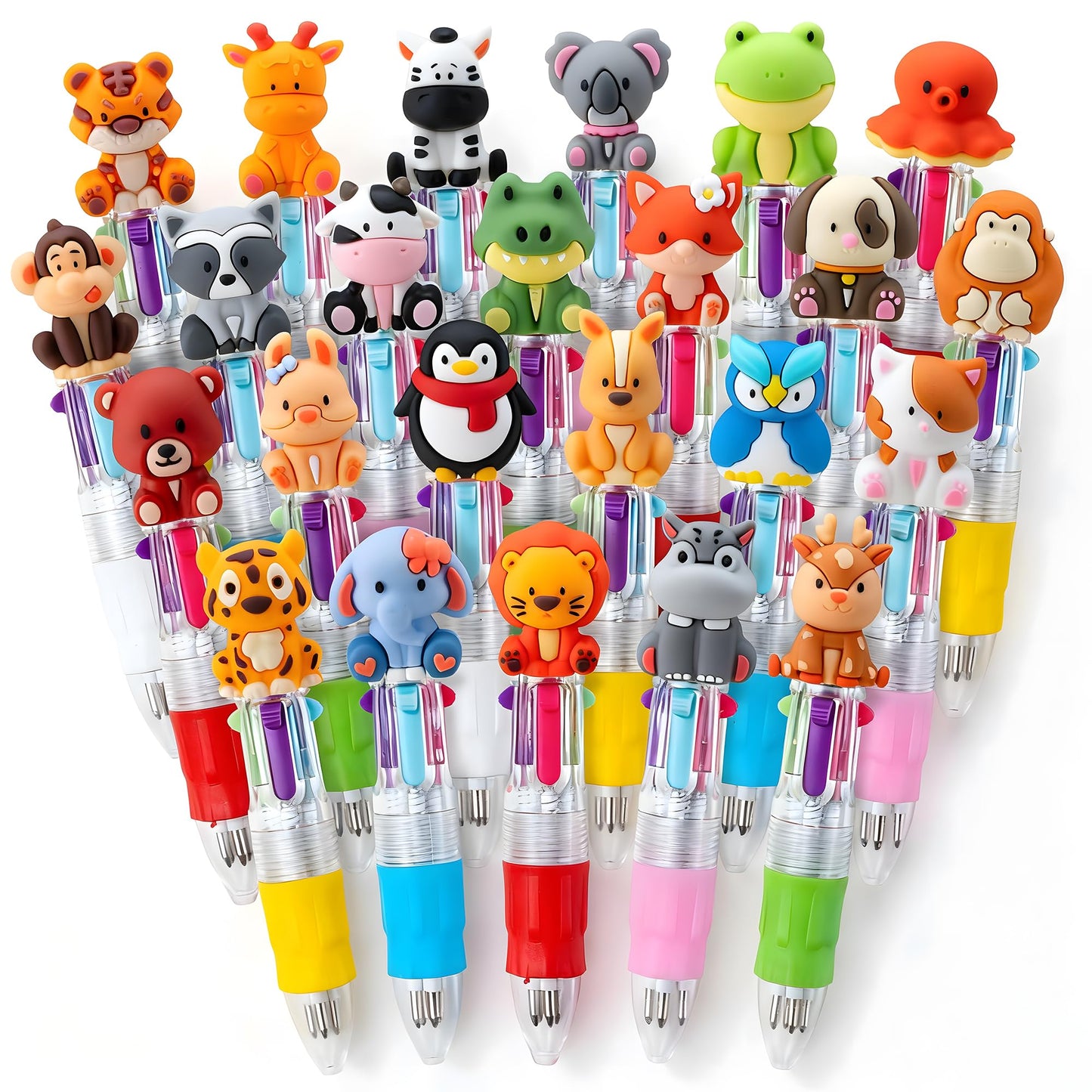 DMIGHT 24PCS Animal 4-in-1 Multicolor Pens, Cute Pens for Kids Party Gifts
