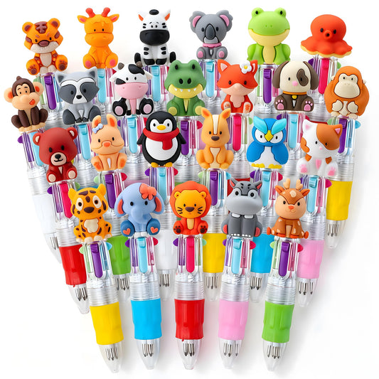 DMIGHT 24PCS Animal 4-in-1 Multicolor Pens, Cute Pens for Kids Party Gifts