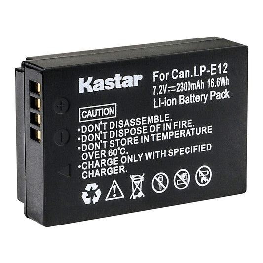 Kastar 1-Pack LP-E12 Battery 7.2V 2300mAh Replacement for Canon LP-E12 LPE12 Battery, Canon LC-E12 LC-E12E Charger
