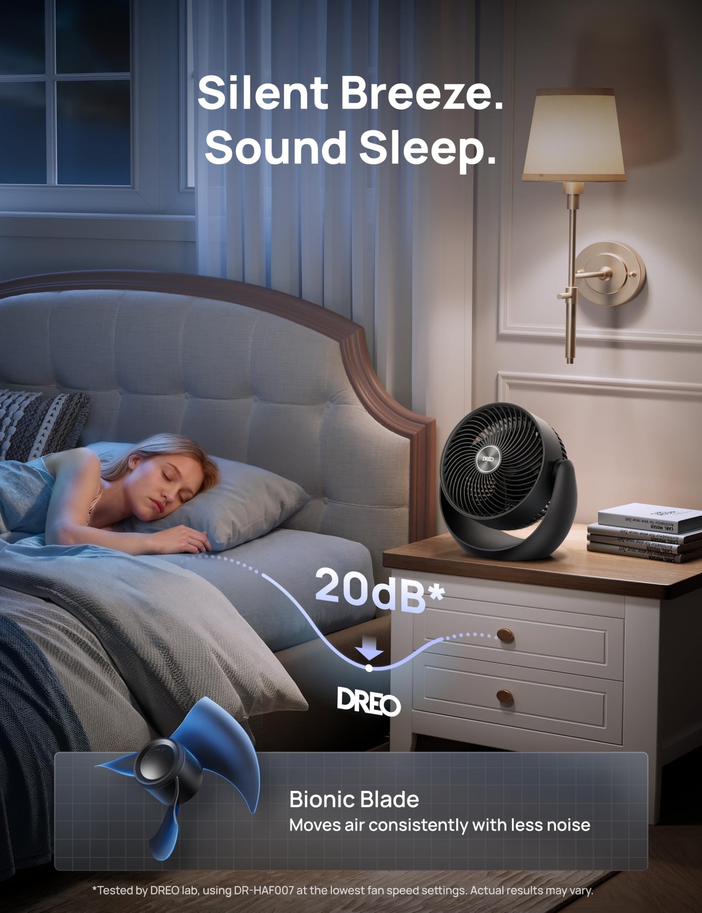 DREO Fan for Bedroom, Table Air Circulator for Whole Room, 11 Inch, 60ft Strong Airflow, 120° adjustable tilt, 20db Low Noise, Quiet, 3 Speeds, Desk