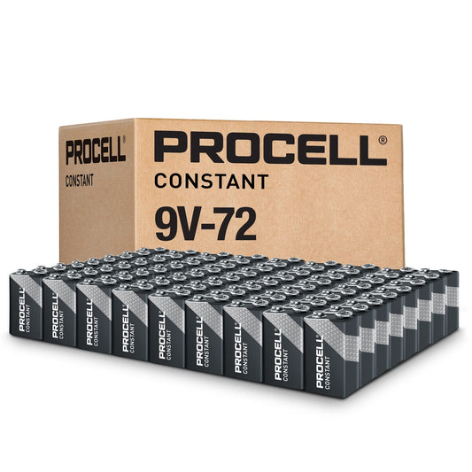 PROCELL Constant 9V Long-Lasting Alkaline Batteries (72 Pack), 5-Year Shelf Life, Bulk Value Pack for Consistent Moderate Drain Professional Devices