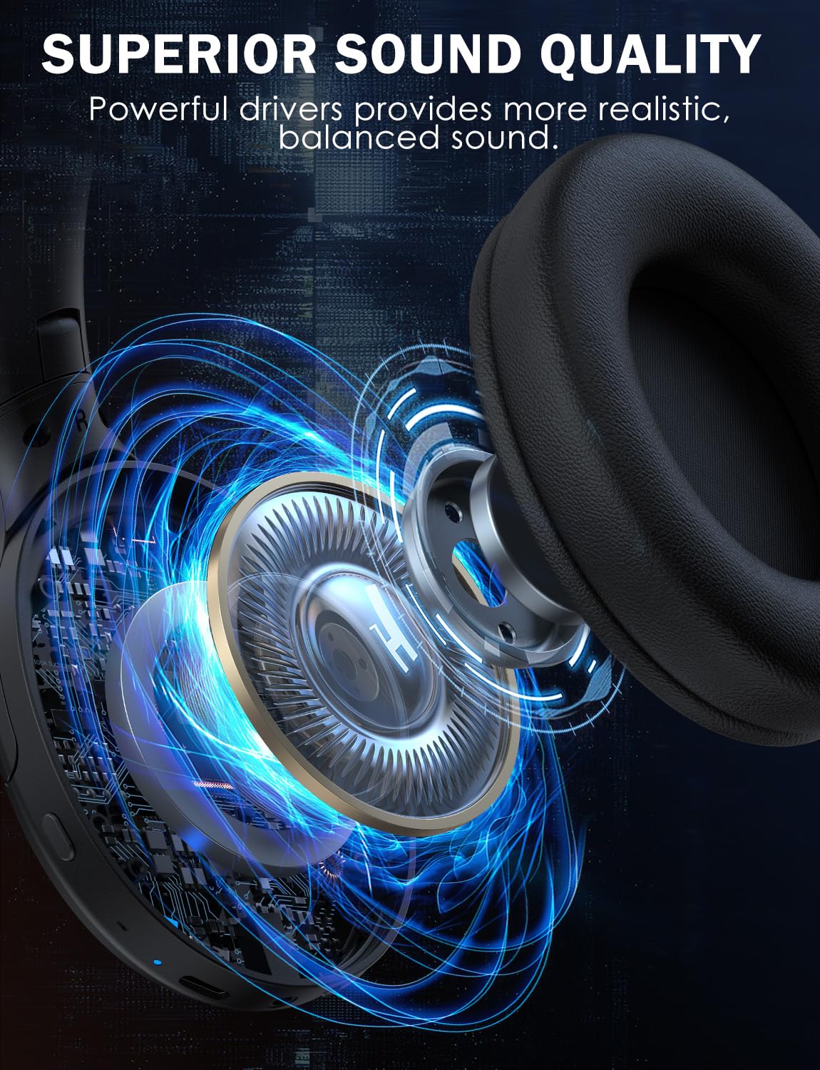 ONITOON Bluetooth Headphone with Cool RGB Light, Foldable Lightweight Wireless Over Ear Headphone, 90° Rotatable Earcups, HiFi Stereo with Deep Bass…