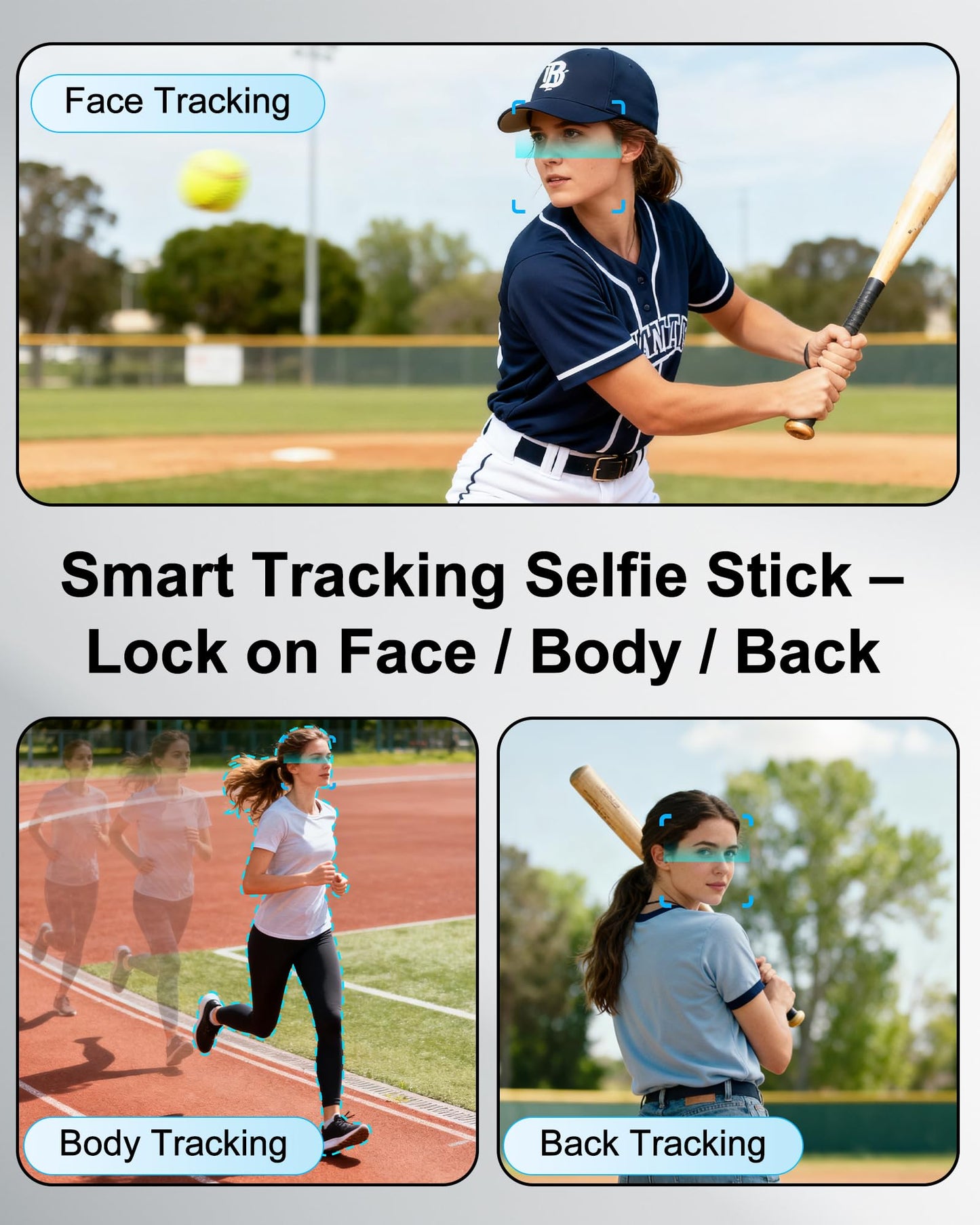 70" Auto Face Tracking Selfie Stick Tripod for iPhone/Android/Mini Camera, 360° Rotation Phone Tracking Tripod with Remote, 2Pcs Fill Lights, Phone