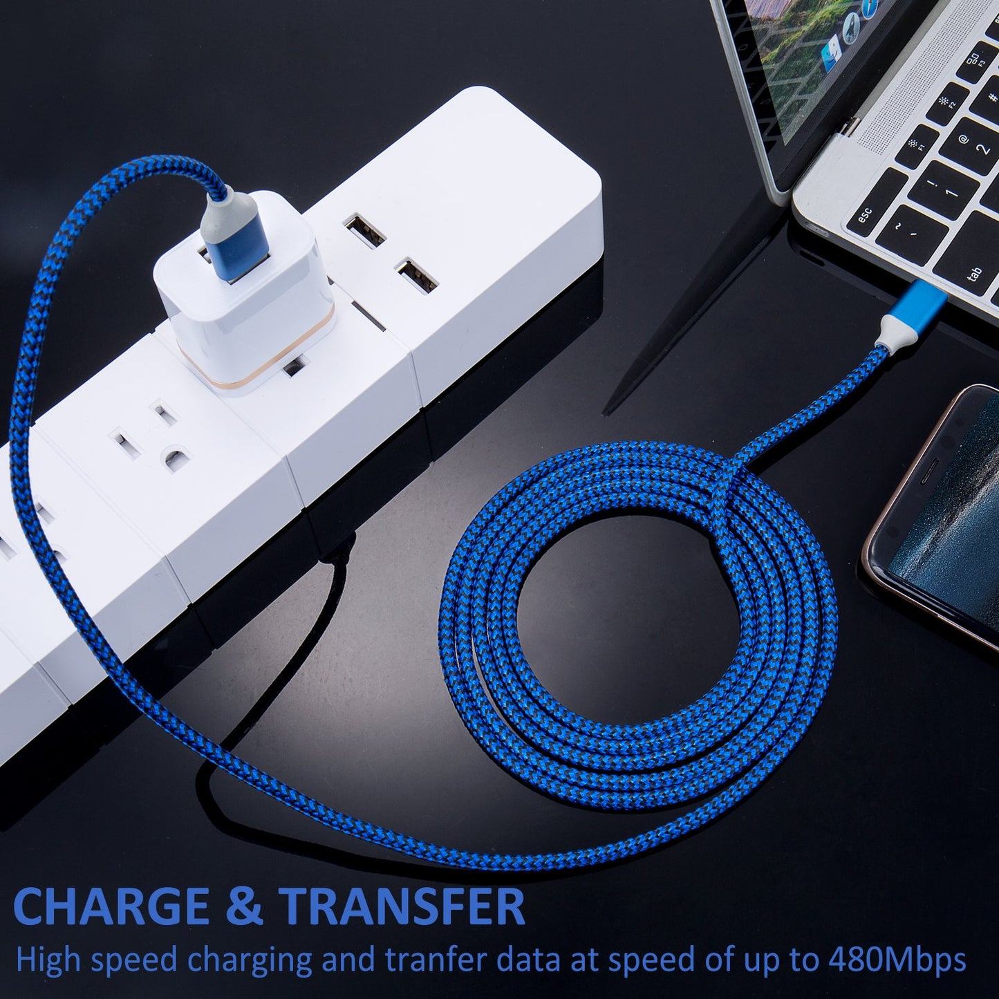 10ft USB C Cable, 3 Pack Type C Fast Charging Cable,Nylon Braided USB A to USB C Phone Charger Cables for iPhone 16 15 Pro Max Plus,Samsung Galaxy S25