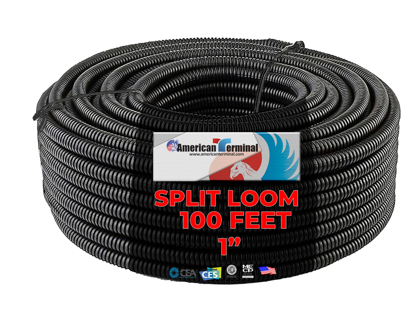 1" X 100 feet Split Wire Loom Flex-Guard Convoluted Tubing - Protective Split Cable Sleeves for Automotive Home Industrial Electrical Wiring - Black