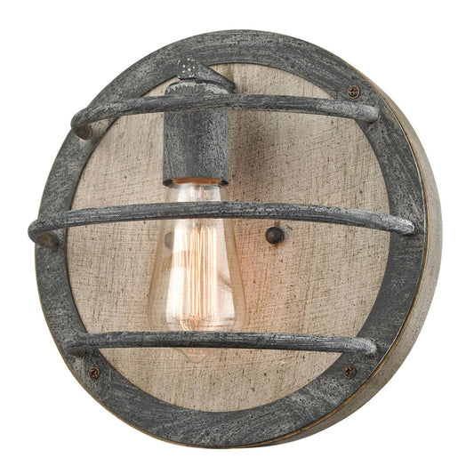 DAYCENT Farmhouse Wall Sconce Retro Rustic Wood Wall Light Fixtures 1-Light Industrial Caged Sconces Lighting for Bedroom Hallway Kitchen Corridor