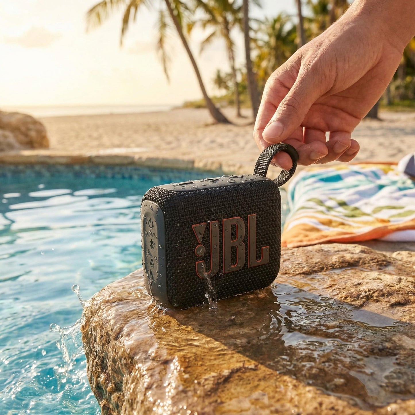 JBL Go 4 Portable Bluetooth Speaker, Built-in Battery, Waterproof and Dustproof - Black (JBLGO4BLKAM) + USB-C Adapter + Microfiber Cloth