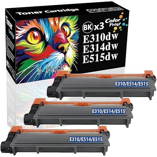 3-Pack ColorPrint Compatible Toner Cartridge Replacement for Dell E515 E514 E310 593-BBKD E310DW E515DW E514DW E515DN PVTHG P7RMX Laser Printer