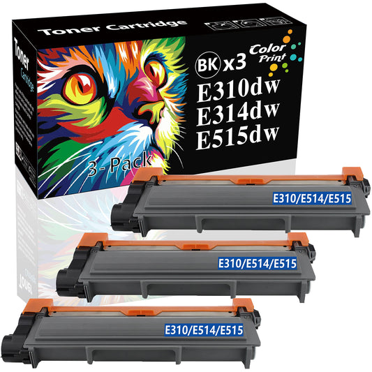 3-Pack ColorPrint Compatible Toner Cartridge Replacement for Dell E515 E514 E310 593-BBKD E310DW E515DW E514DW E515DN PVTHG P7RMX Laser Printer