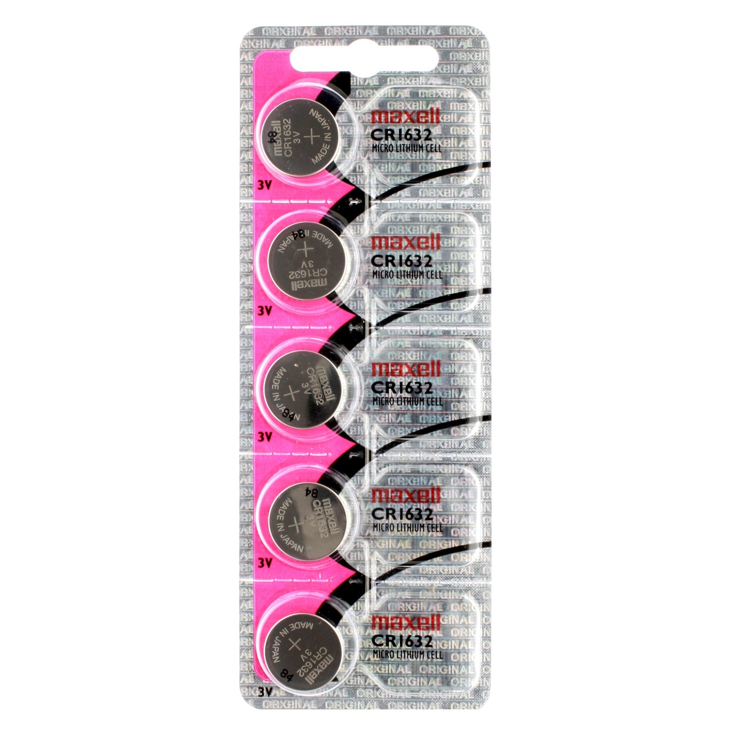 Maxell CR1632 3V Lithium Batteries (5 Batteries) Hologram Package