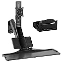 VIVO Premium Black Single Monitor and Keyboard Counterbalance Sit-Stand Wall Mount and CPU Holder, Ergonomic Standing Transition Workstation