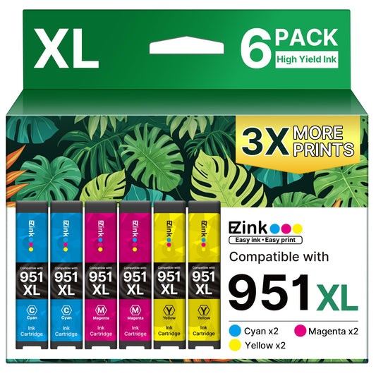 951XL Ink Cartridges Combo Pack Compatible for HP 951 for Pro 8600 (6 Pack)