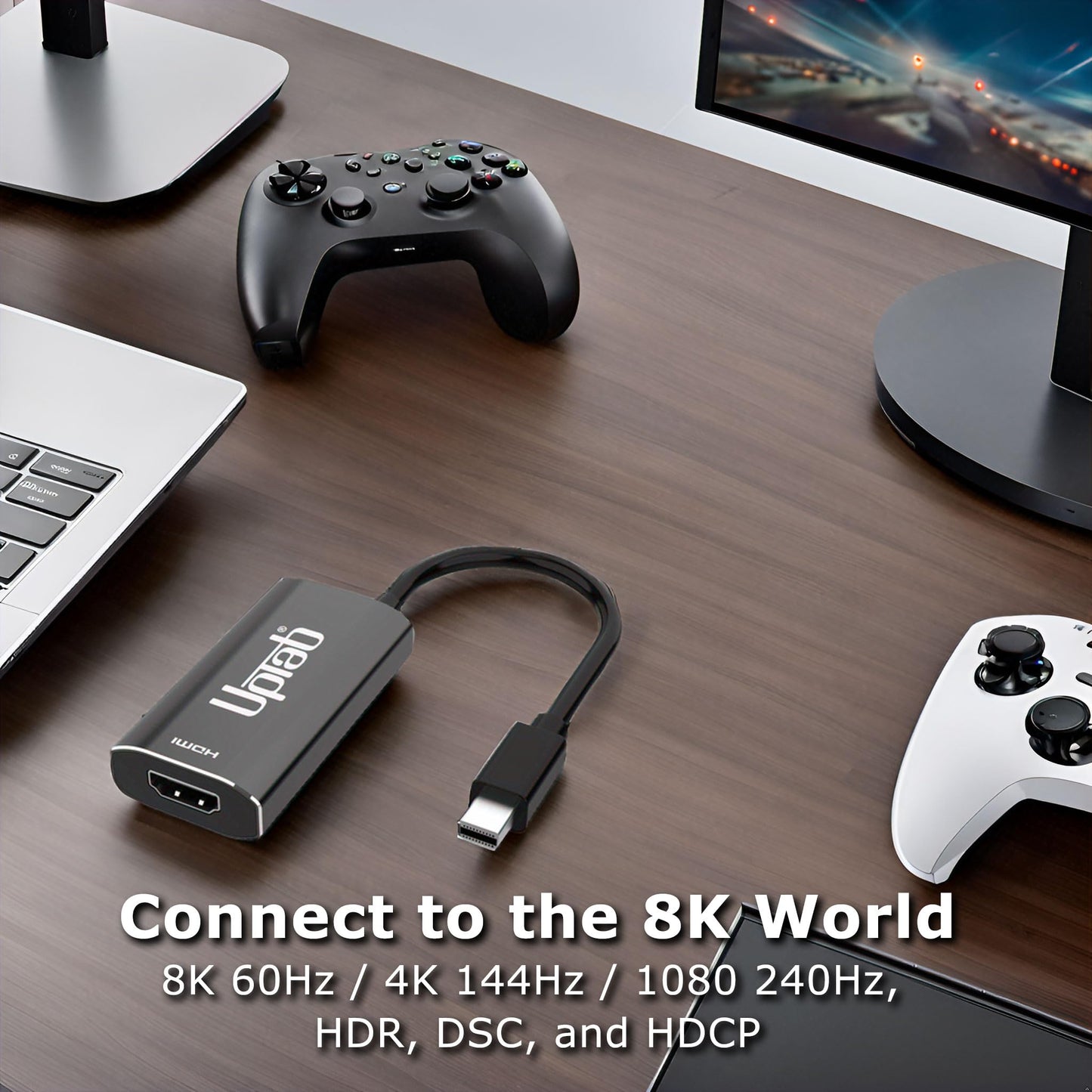 Mini DisplayPort 1.4 to HDMI 2.1 Adapter 8K with HDR (MDP to HDMI 2.1) Mini Display Port to HDMI Adapter 4k 120Hz up to 8K 60Hz with HDR Support