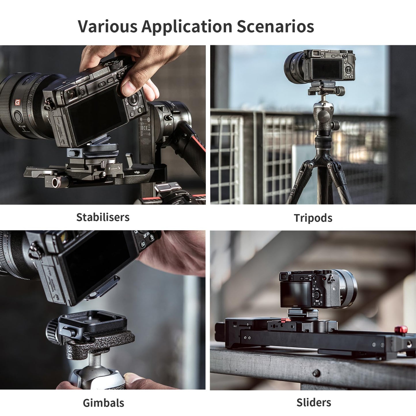 PGYTECH Quick Release Plate Clamp, with 1/4" and 3/8" Threaded Holes, Arca Swiss Interface, Suitable for Photo Cameras, Tripods, Gimbals