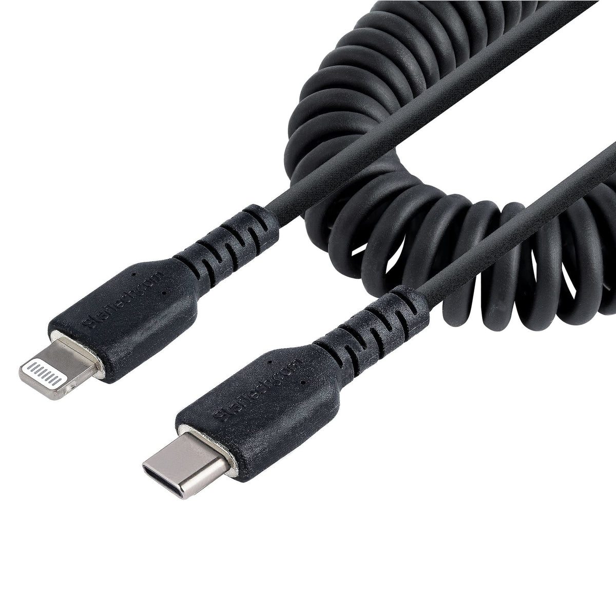 StarTech 3ft/1m USB-C to Lightning Cable Black Coiled MFi (RUSB2CLT1MBC)