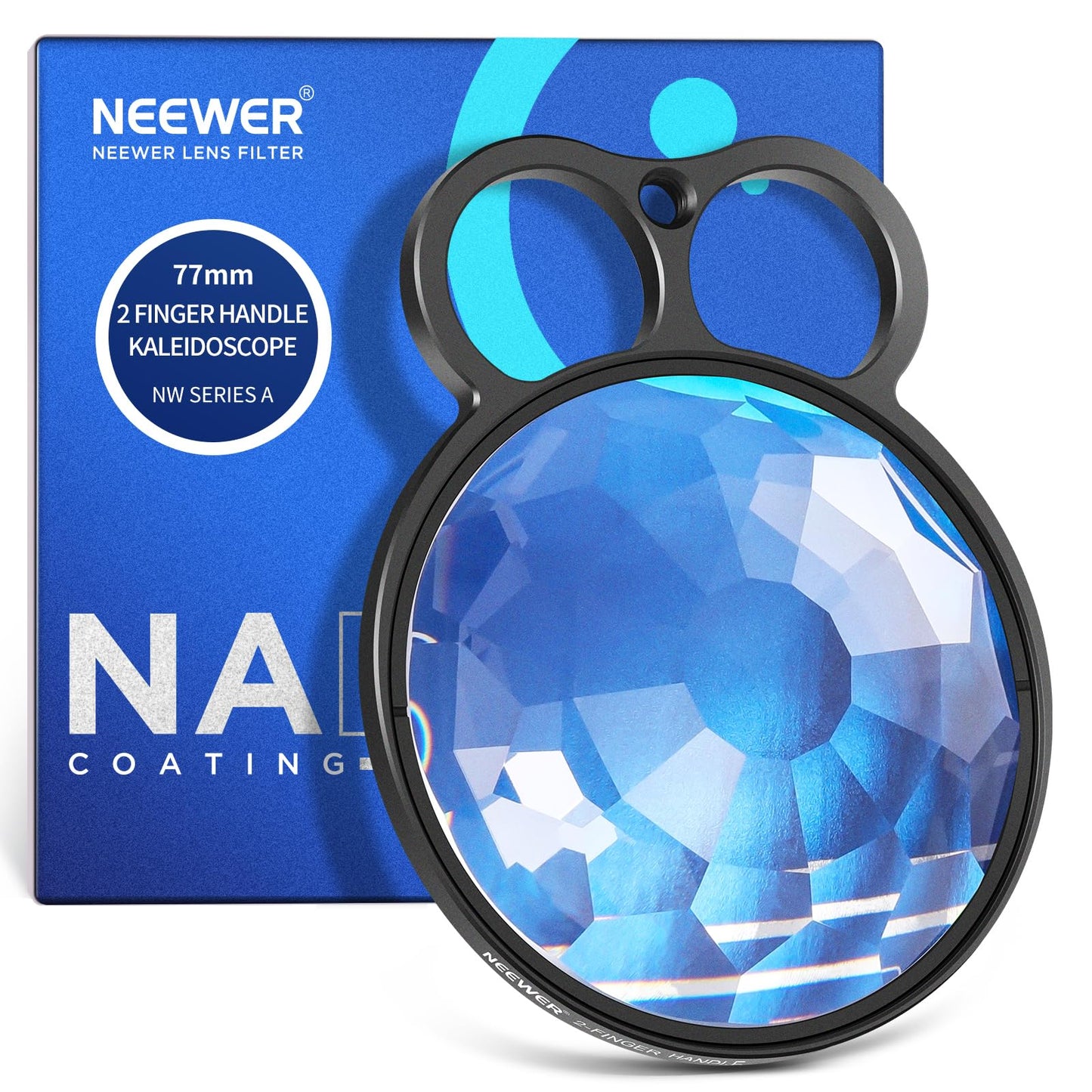 NEEWER 77mm Handheld Kaleidoscope Prism Lens Filter, Glass Prism Camera Lens Effect Filter with 2 Finger Handle, Multi Refraction, Variable Number