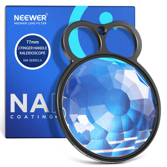 NEEWER 77mm Handheld Kaleidoscope Prism Lens Filter, Glass Prism Camera Lens Effect Filter with 2 Finger Handle, Multi Refraction, Variable Number