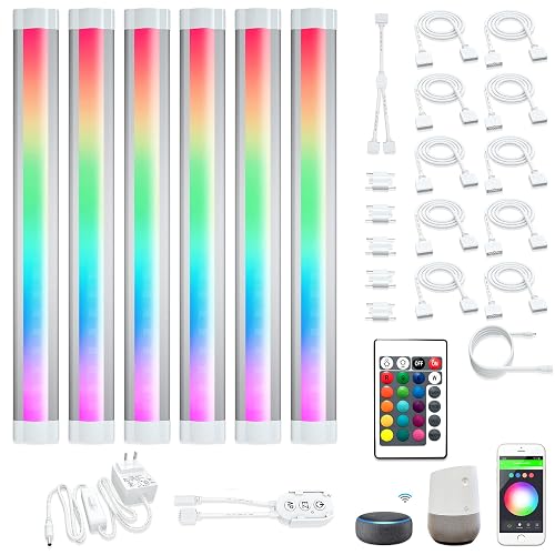 Smart Under Cabinet Lighting with Remote,RGB Cabinet Lights,Color Changing LED Strip Lights for PC,Kitchen Under Counter Lighting Plug in,Shelf
