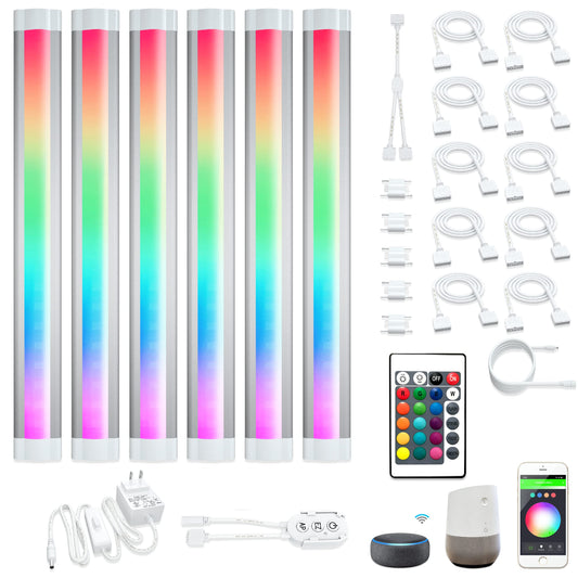 Smart Under Cabinet Lighting with Remote,RGB Cabinet Lights,Color Changing LED Strip Lights for PC,Kitchen Under Counter Lighting Plug in,Shelf